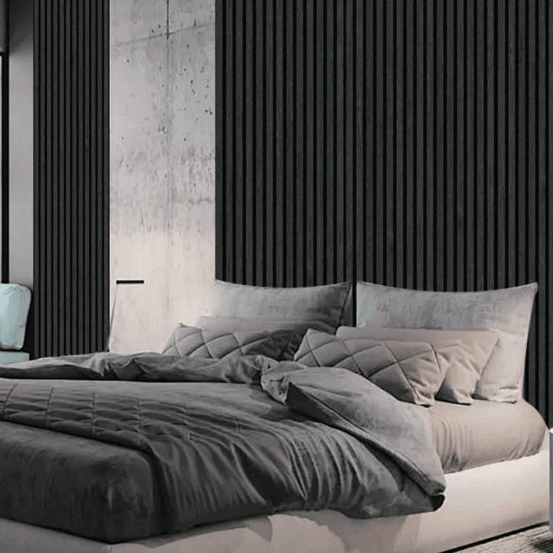 Akoestische wandpanelen in een slaapkamer