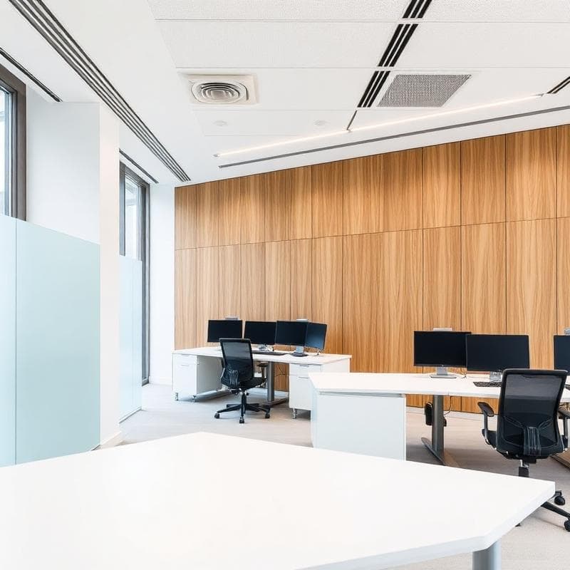 Akupanelen in een kantoorruimte