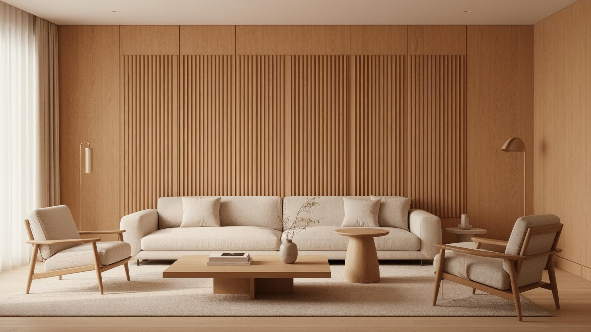 Modern interieur met akoestische wandpanelen